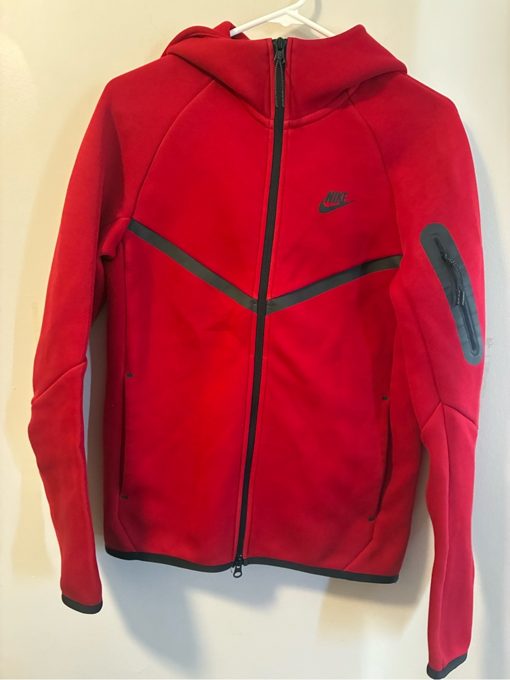 Red nike tech zip up